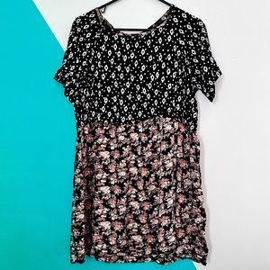oversized mix print babydoll mini dress urban outfitters small / medium f21